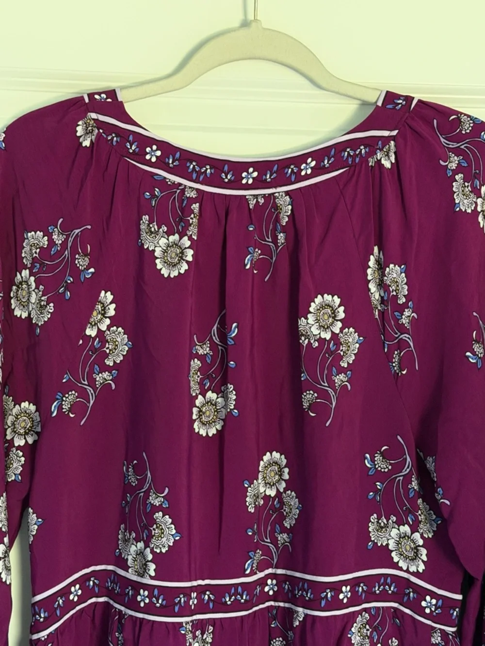 New! Loft Plum Caspia Floral Puff Sleeve Button Midi Dress Size 10 54513 - Picture 9 of 16